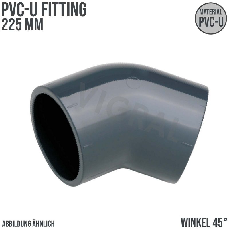225 mm PVC Klebe Fitting Winkel 45° Muffe Verbinder - PN 10 bar