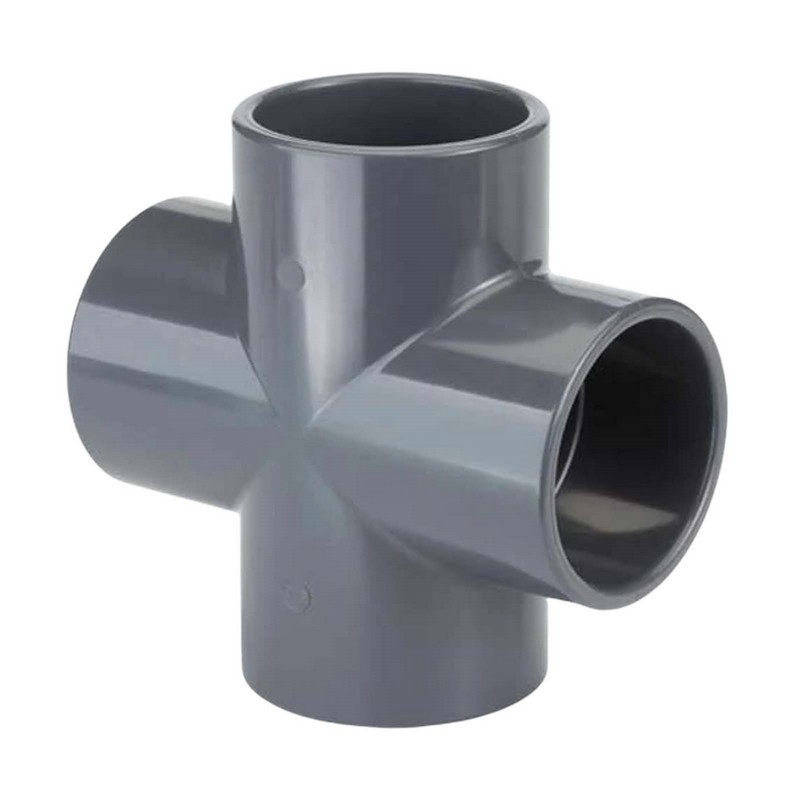 25 mm PVC Klebe Fitting Kreuz Stück 90° Winkel Muffe Verbinder - PN 16 bar