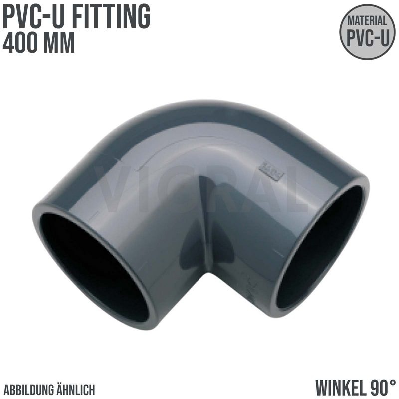 400 mm PVC Klebe Fitting Winkel 90° Muffe Verbinder - PN 10 bar