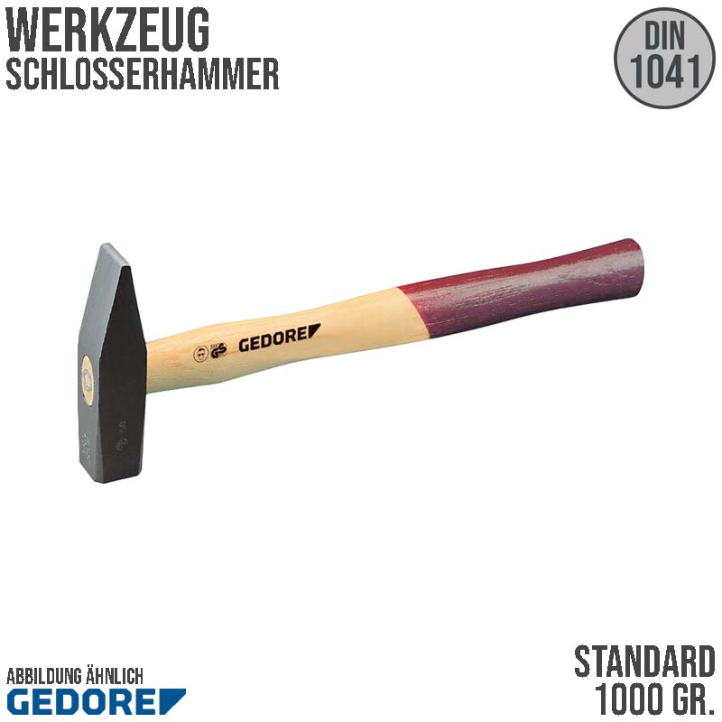 1000 g Standard Schlosser Hammer Esche Stiel Stahl geschmiedet GEDORE DIN 1041