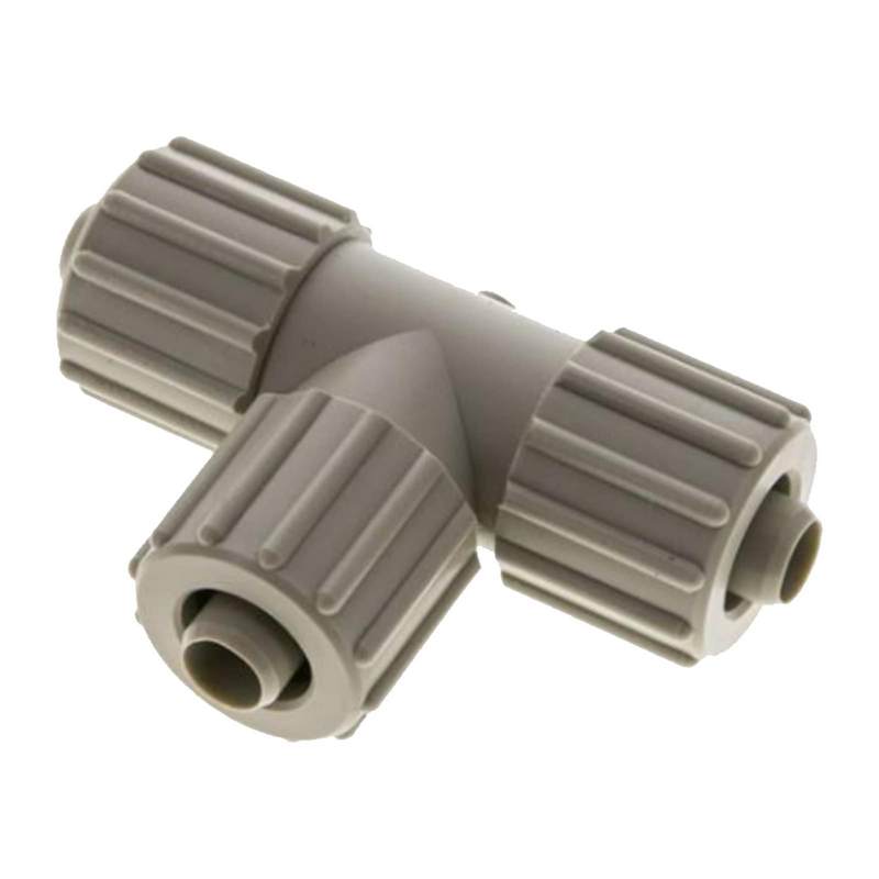 20 x 13 mm T-Stück 90° TX Fitting Gewebe Schlauch Verbinder FDA PP beige - PN 10 bar