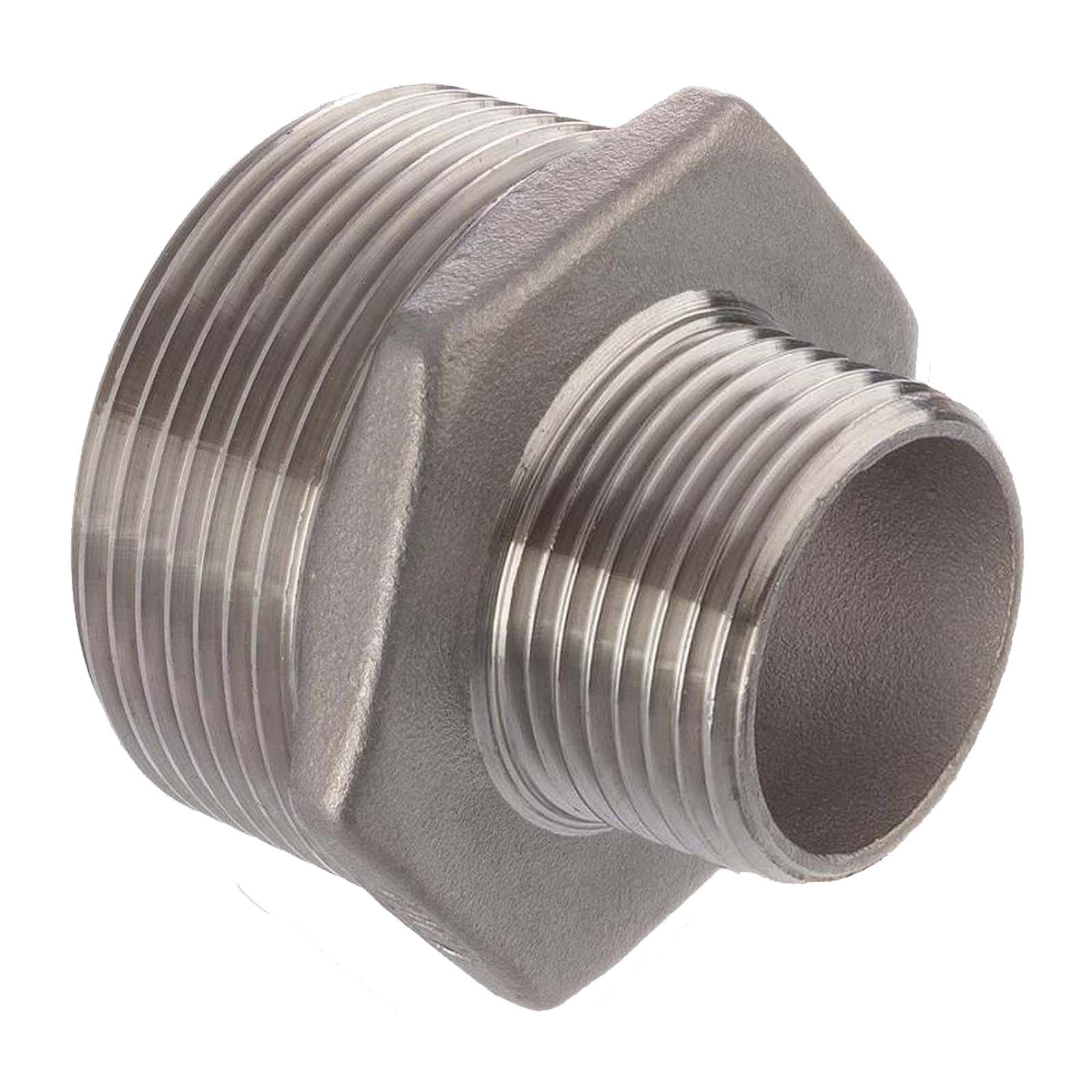 2 1/2" Edelstahl Fitting V4A AISI 316 Nr. 245 - Reduktionsnippel Außen x Außengewinde AG - 2 1/2" x 2" - PN 16 bar