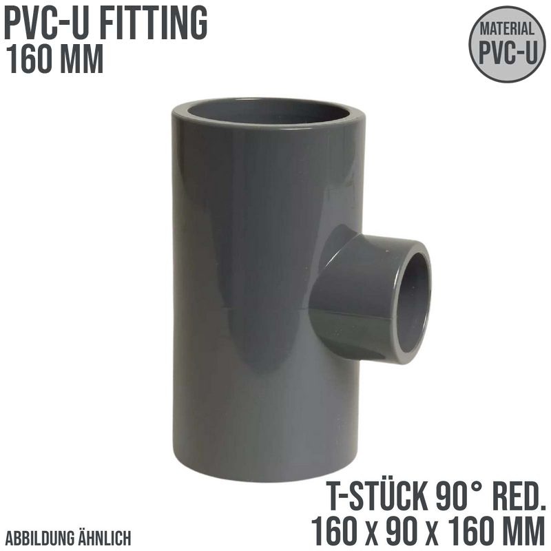 100 mm PVC Klebe Fitting T-Stück 90° Winkel reduziert 160 x 90 x 160 mm Muffe Verbinder - PN 10 bar