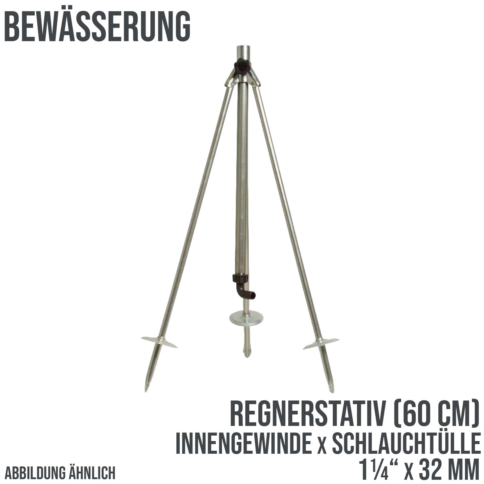 Dreibein Regner Stativ 1 1/4" Innengewinde x Schlauchtülle 32 mm Stahl verzinkt - Höhe 60 cm