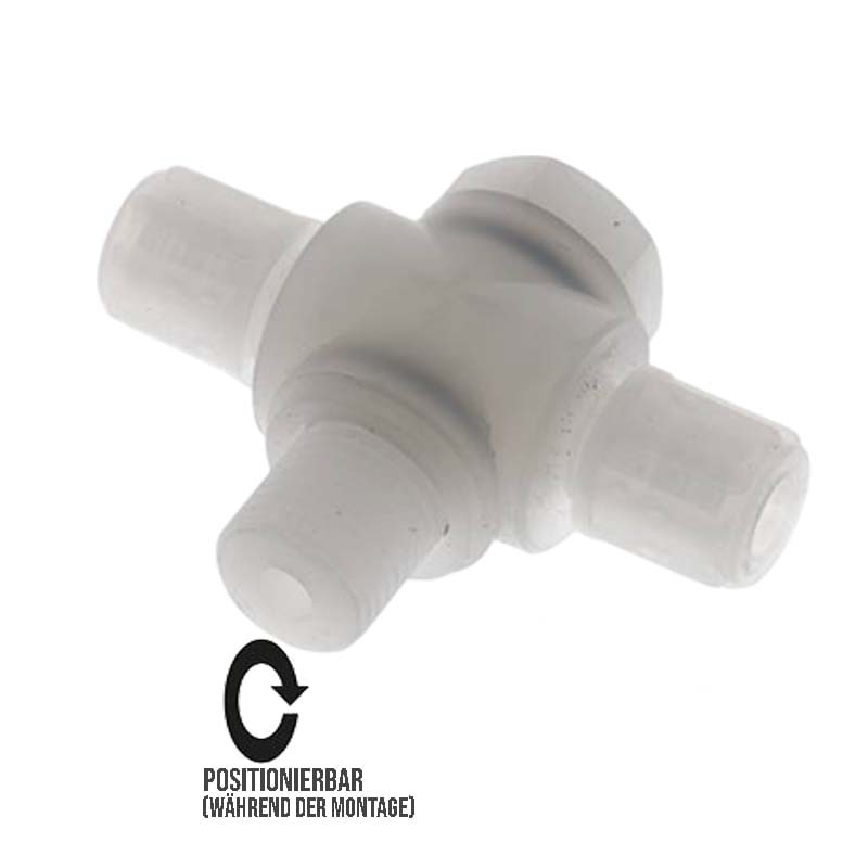 6 x 4 mm x 3/8" T-Stück 90° Kupplung Aussengewinde PVDF Verschraubung PA PP Schlauch FDA drehbar - PN 10 bar