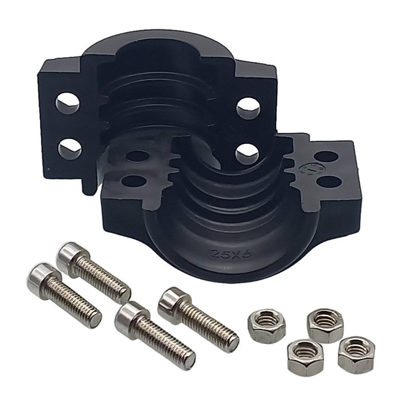 DN 25 Klemmschale Polypropylen PP schwarz Spannbereich 36 - 39 mm für Schlauch ID x AD 25 x 37 mm - PN 8 bar