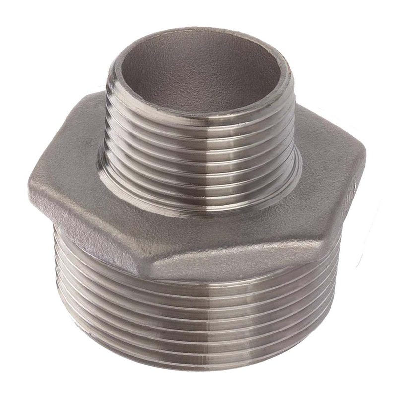 3/8" Edelstahl Fitting V4A AISI 316 Nr. 245 - Reduktionsnippel Außen x Außengewinde AG - 3/8 "x 1/8" - PN 16 bar