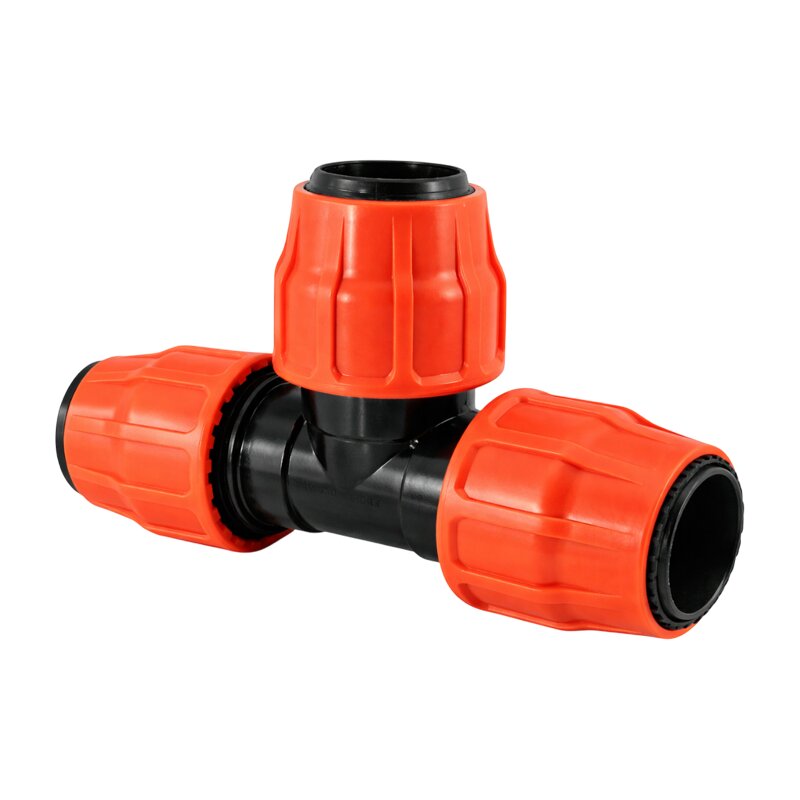 102 mm PE PP Fitting Layflat Klemm Verbinder T-Stück 90° Kupplung Flach Schlauch - PN 6 bar