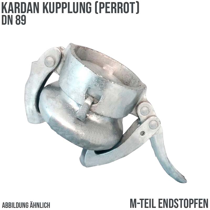 DN 89 Kardan Perrot Kupplung M-Teil Endstopfen Gülle Schlamm Schlauch