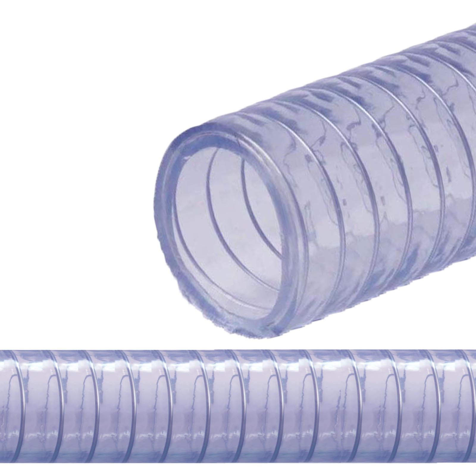 40 mm Saug Ansaug Druck Abwasser Pumpen Schlauch Stahlspirale transparent PN 3 bar