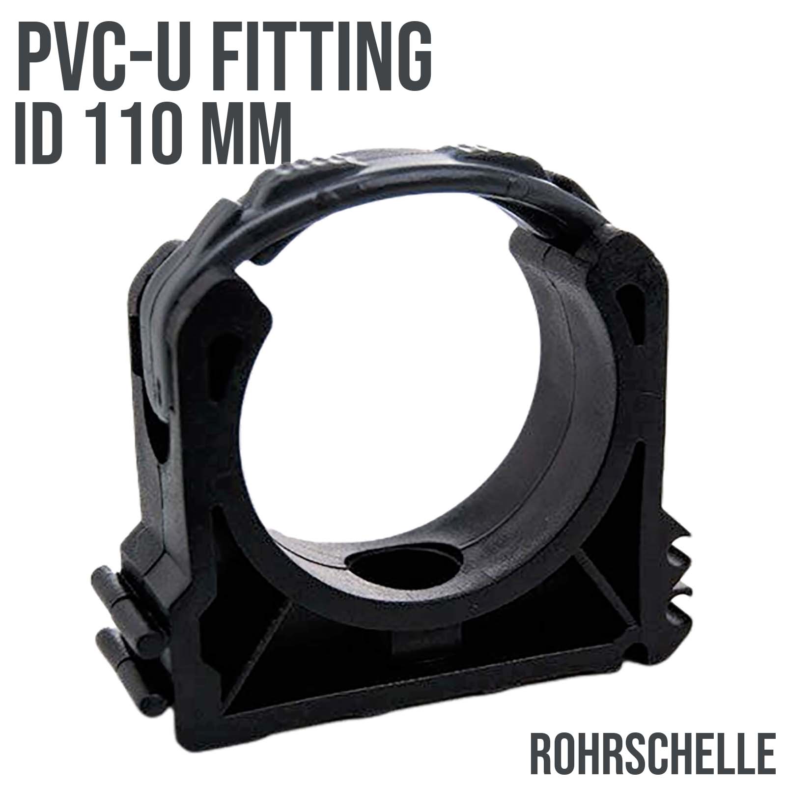 110 mm PVC Klebe Fitting Rohr Schelle Halter Klemme Clip geschlossen