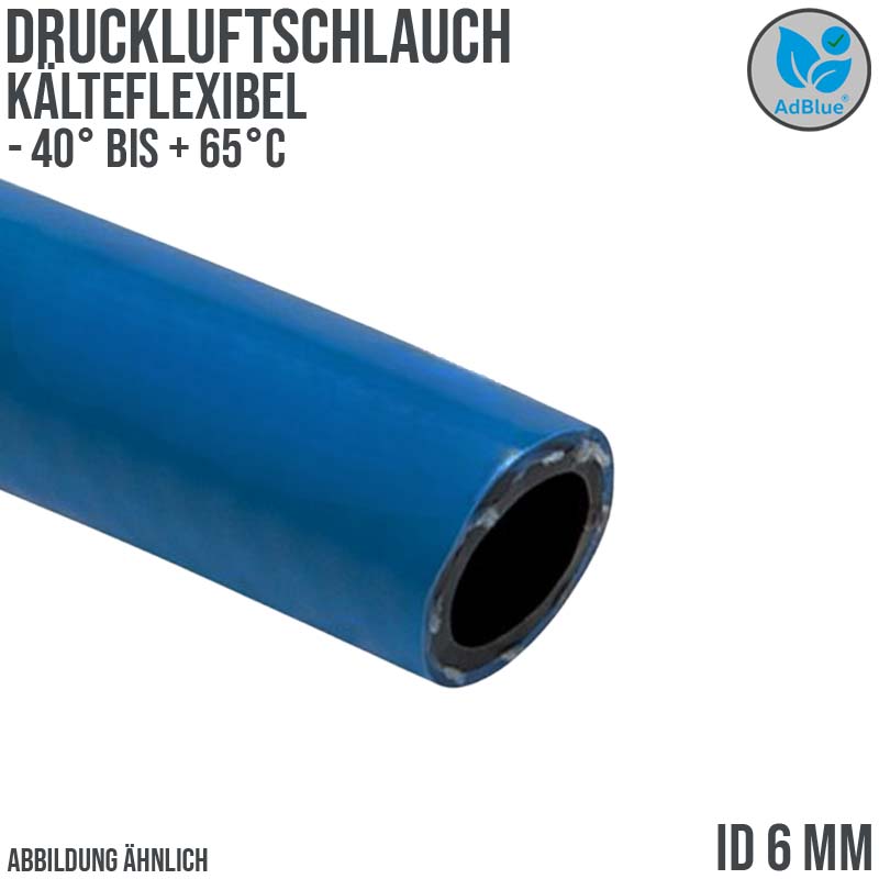 6 x 12 mm PVC BUNA Druckluft Pressluft Kompressor Luft Universal Schlauch blau PN 20 bar