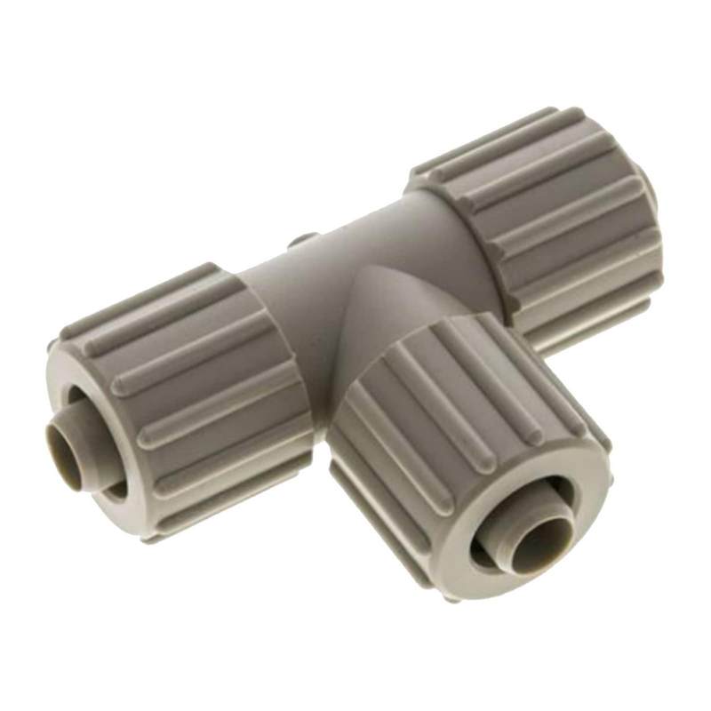 15 x 9 mm T-Stück 90° TX Fitting Gewebe Schlauch Verbinder FDA PP beige - PN 10 bar