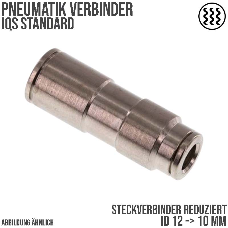 12 -> 10 mm Pneumatik Schnell Steck Verbinder IQS gerade reduziert MSV Messing PA PU Schlauch - PN 16 bar