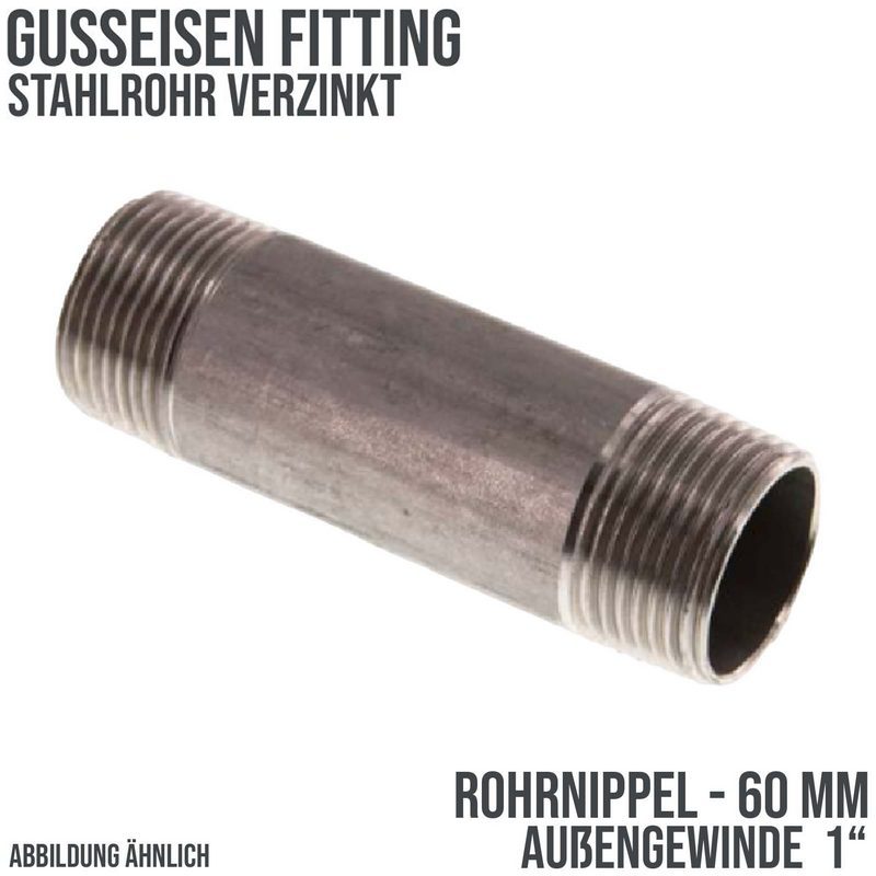 1" Rohrnippel Nr. 23 Stahl verzinkt 60 mm Außen x Außengewinde AG Fittings - PN 16 bar