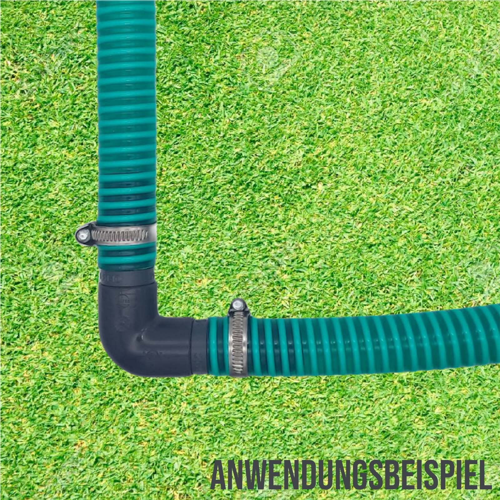 40 mm PVC PROFI Winkel 90° Schlauch Verbinder Stutzen Tülle Pool Teich Garten - PN 10 bar