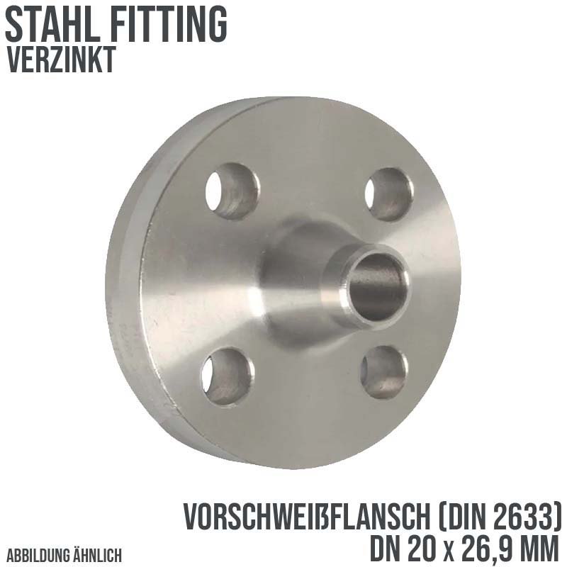 DN 20 x 26,9 mm Vorschweiß Flansch Stumpfschweißung Stahl verzinkt DIN 2633 - PN 16 bar
