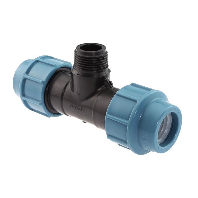 63 mm x 2" PE PP Fitting Klemm Verbinder Verschraubung Rohr T-Stück 90° x AG DVGW - Unidelta