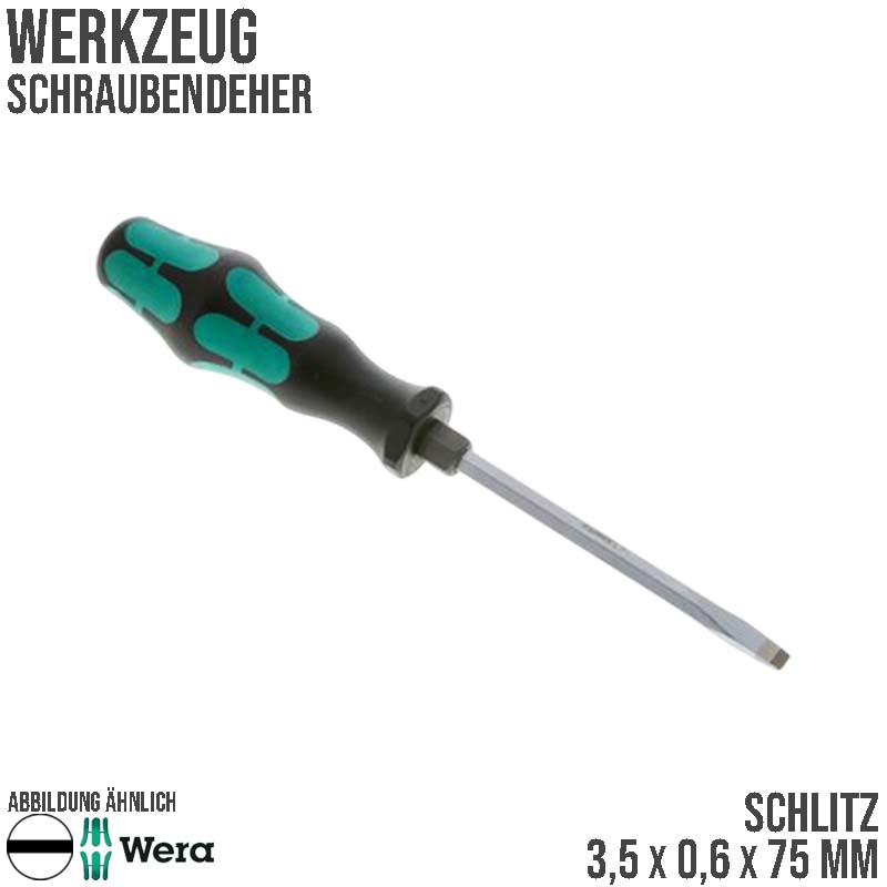 3,5 x 0,6 x 75 mm Schlitz Schrauben Dreher Zieher -  Wera Kraftform Plus 300