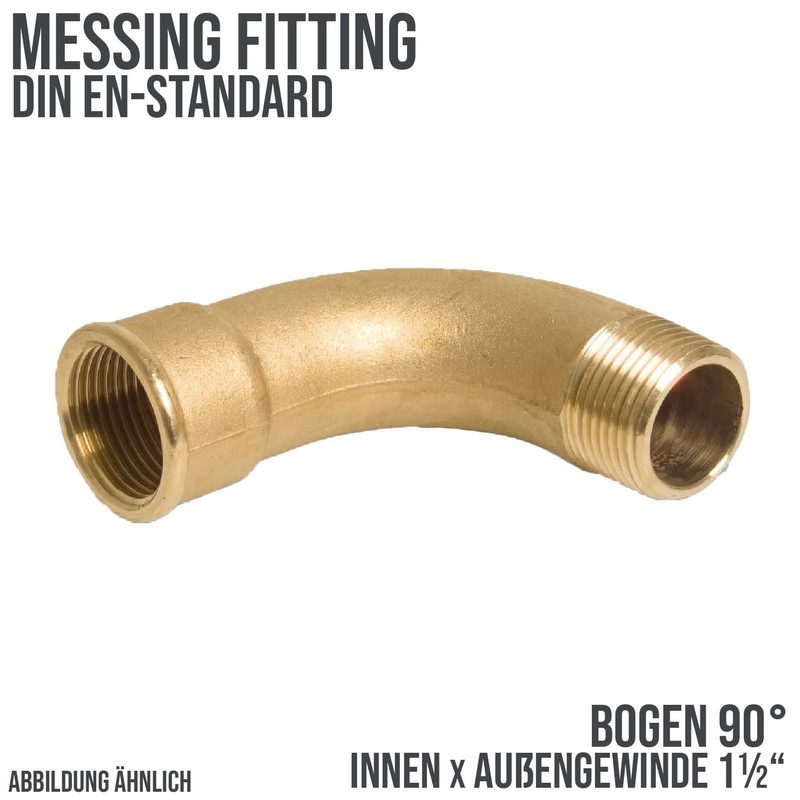1 1/2" Bogen 90° Nr. 1 Innen x Außengewinde IG x AG Messing Fittings PN 40 bar