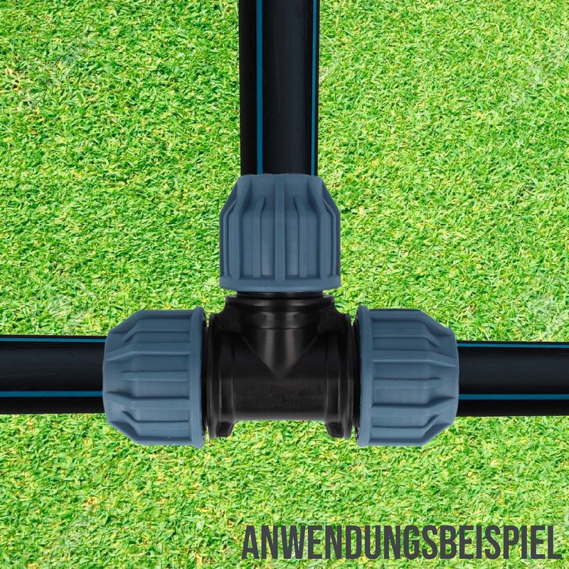 110 x 90 x 110 mm PE PP Fitting Klemm Verbinder Verschraubung Muffe reduziert T-Stück 90° DVGW - PN 16 bar