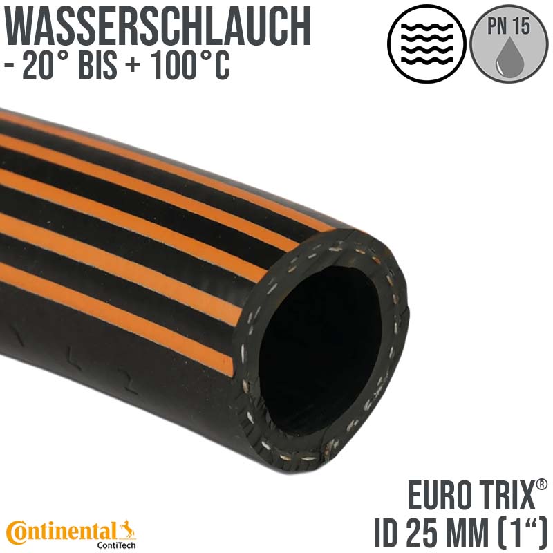 25 mm 1" Zoll Hochleistungs Gummi Wasser Schlauch EPDM - CONTI EURO TRIX® - PN 15 bar