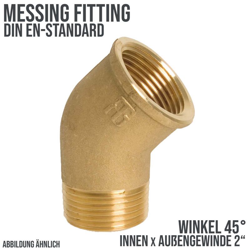 2" Winkel 45° Nr. 121 Innen x Außengewinde IG x AG Messing Fittings PN 40 bar