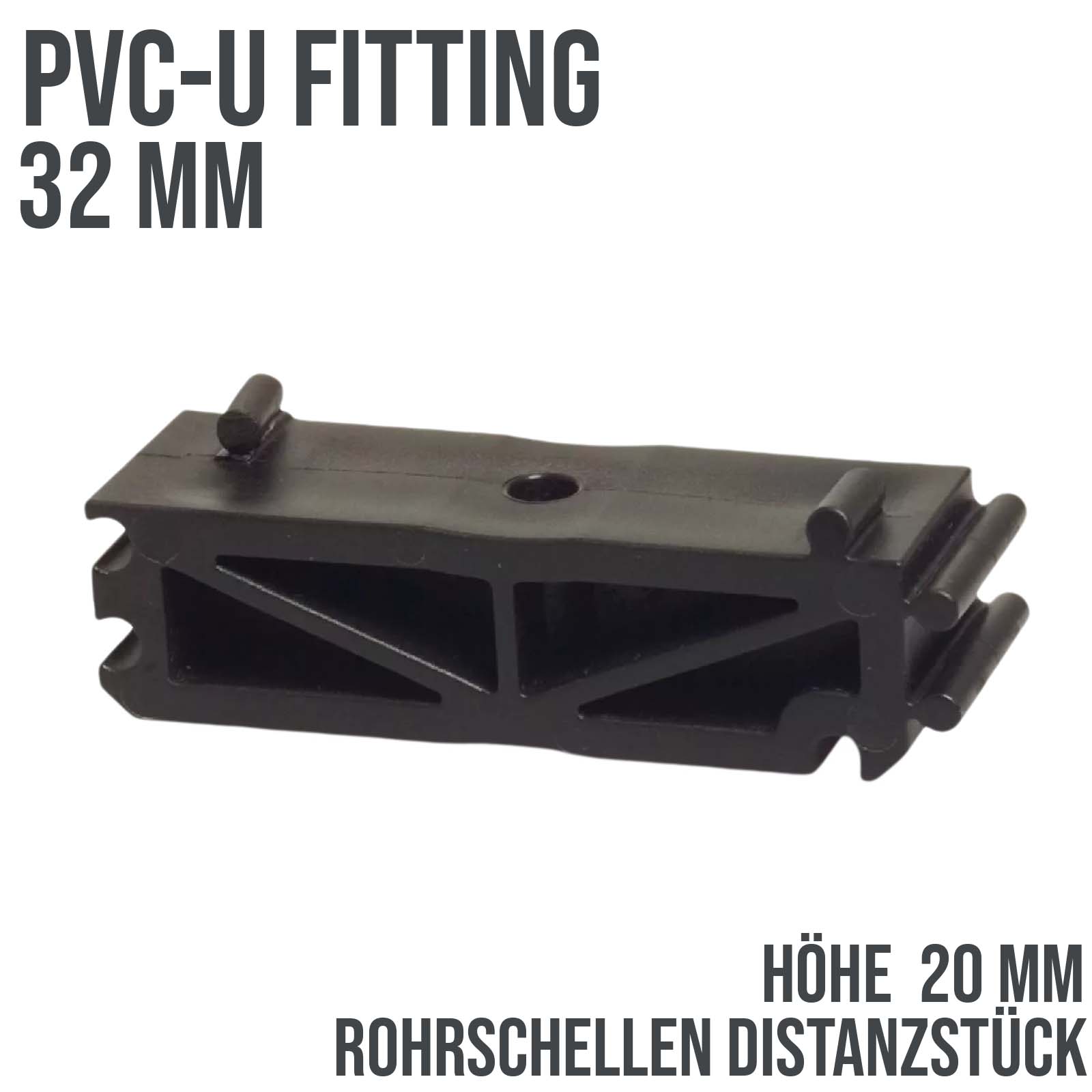 32 mm PVC Klebe Fitting Rohr Schelle Distanzhalter - Höhe ca. 20 mm