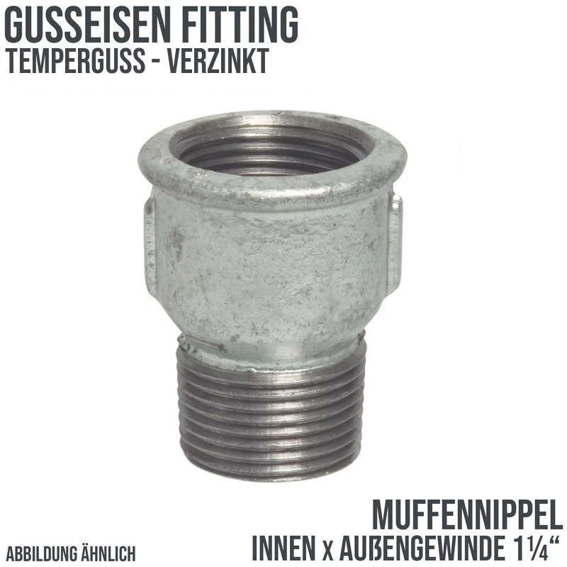 1 1/4" Gusseisen Temperguss Fitting Nr. 529A Muffennippel Innen x Außengewinde IG AG PN 25 bar