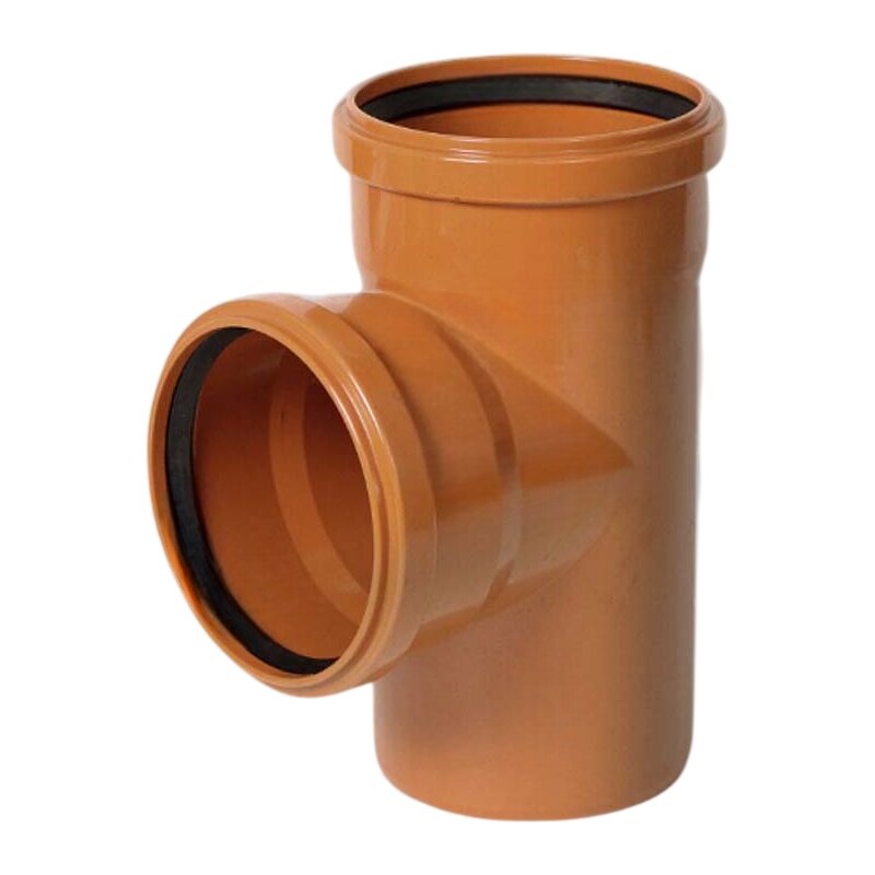 125 mm PVC T-Stück 87° Abzweig Abfluß Abwasser HT KG Rohr SN4 Steckmuffe x Stutzen rostbraun