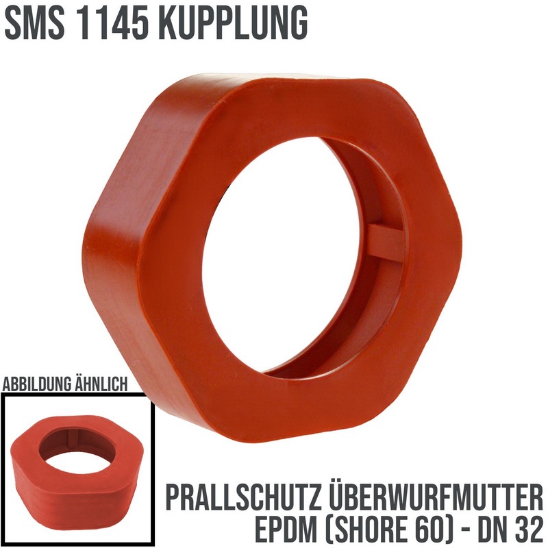 DN 32 SMS Kupplung 1145 Prallschutz Überwurfmutter ÜWM Gummi EPDM - rot