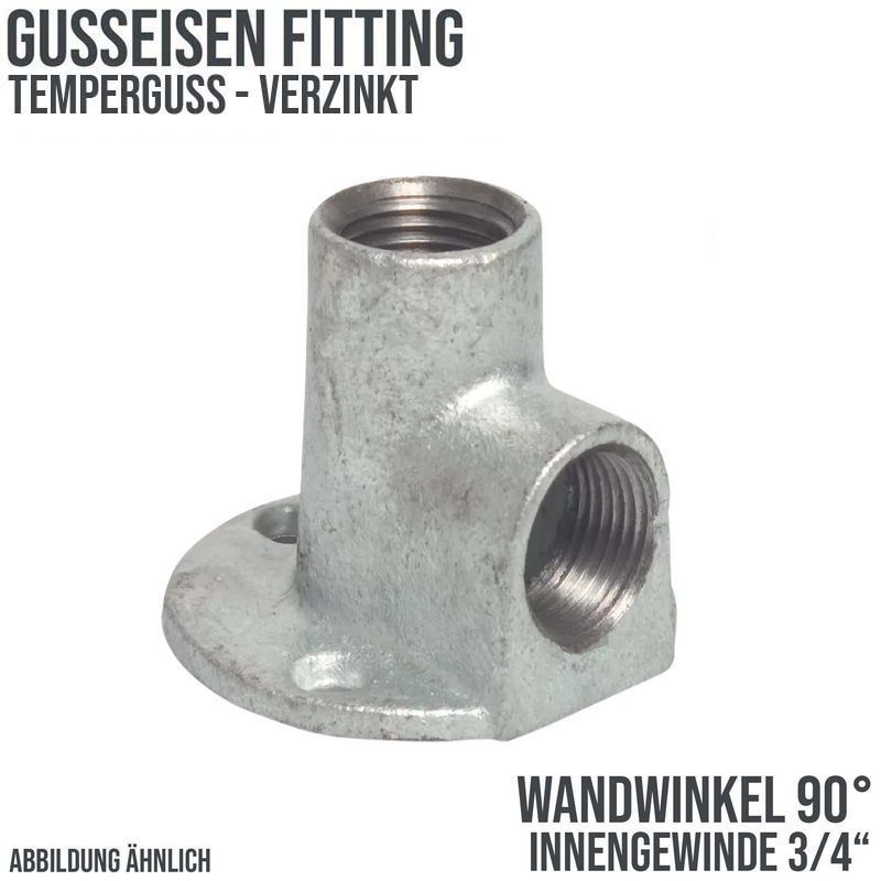 3/4" Gusseisen Temperguss Fitting Nr. 471 Wandwinkel 90° Innengewinde IG PN 25 bar