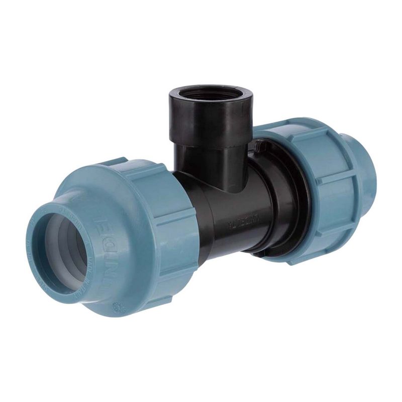 40 mm x 1" PE PP Fitting Klemm Verbinder Verschraubung Rohr T-Stück 90° x IG DVGW - Unidelta