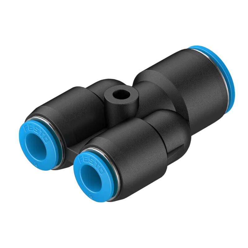 16 -> 12 mm Pneumatik Schnell Steck Verbinder QS Y-Stück reduziert blau/schwarz QS-4 (153032) - PN 14 bar