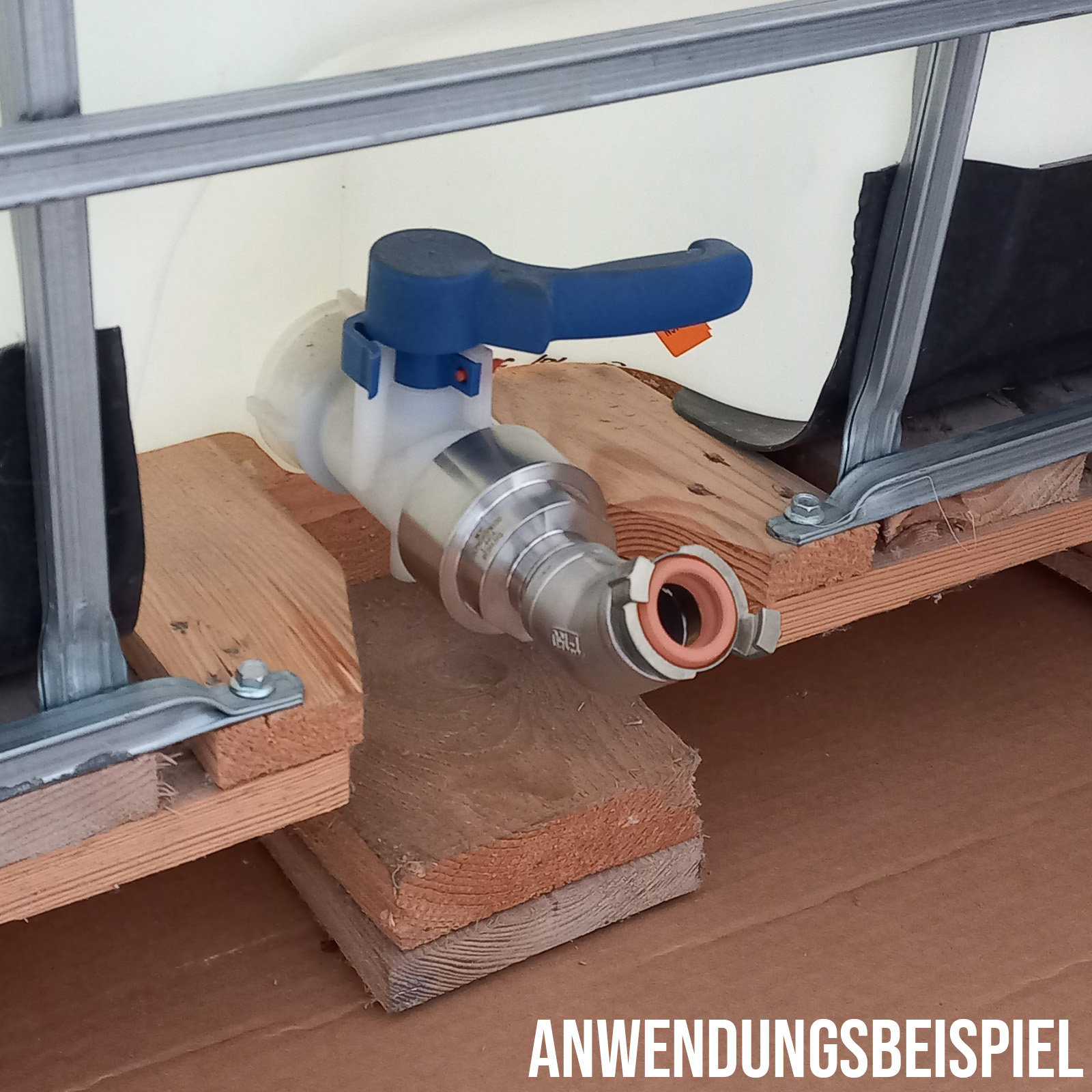 S60 x 6 IBC Container Edelstahl (AISI 316) V4A Schnellkupplung 45° Anschluss Set - PN 16 bar