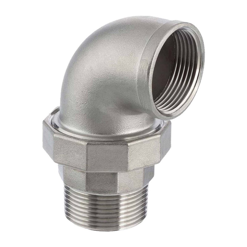2" Edelstahl Fitting V4A AISI 316 Winkelverschraubung 90° Innen x Außengewinde IG x AG konisch dichtend - PN 16 bar