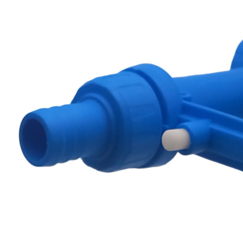 Zapfpistole (PP) blau Anschluss 3/4" auf Auslass 3/4" SS304 (für leicht ätzende Flüssigkeiten)