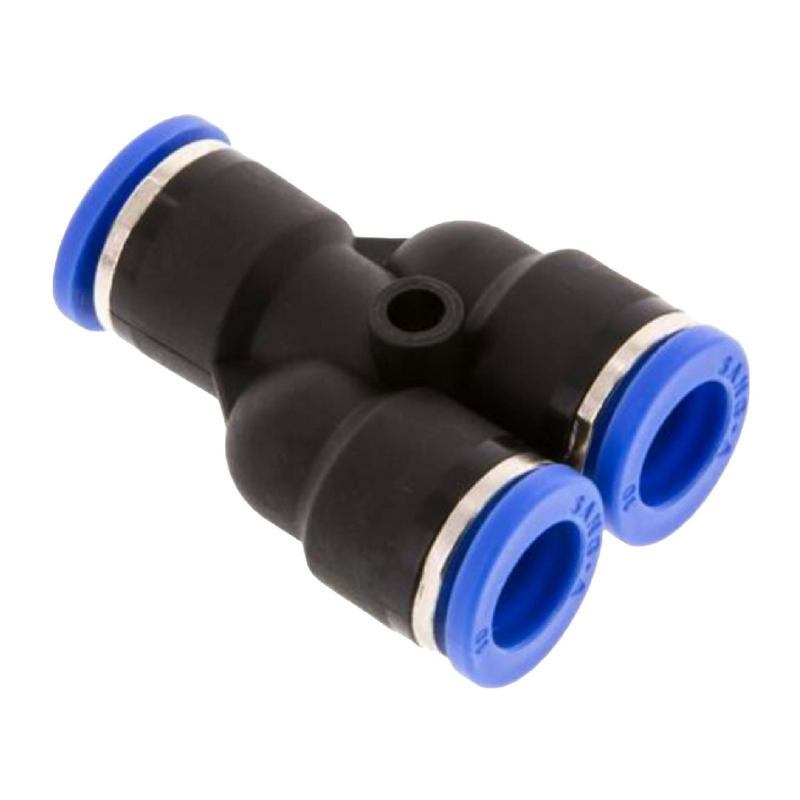 16 mm Pneumatik Steck Verbinder IQS Y-Stück blau/schwarz PA PU Schlauch - PN 20 bar