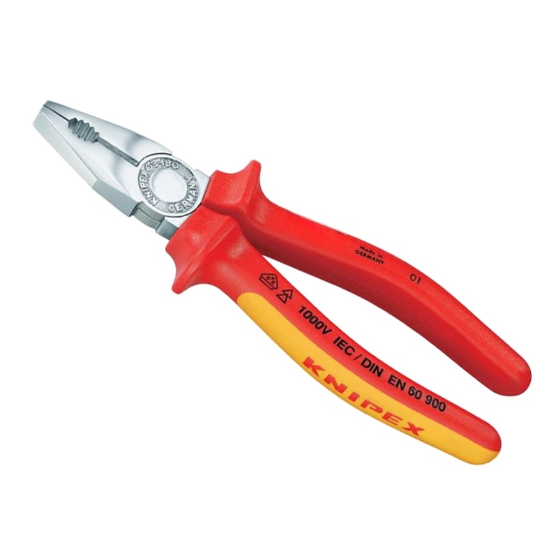 200 mm Kombi Universal Zange VDE verchromt 2K Griffe Knipex