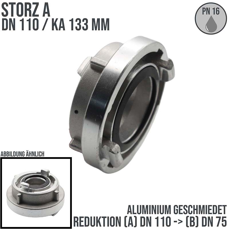 STORZ A DN 110 KA 133 auf STORZ B DN 75 KA 89 Reduktion Reduzierer Adapter Kupplung Schlauch Aluminium - PN 16 bar
