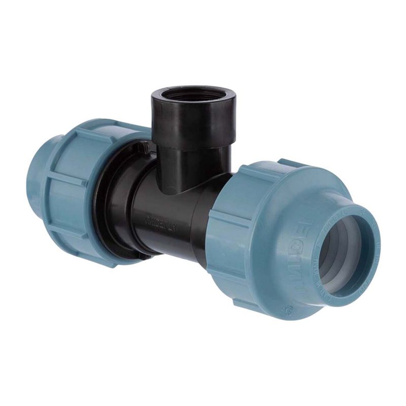 16 mm x 1/2" PE PP Fitting Klemm Verbinder Verschraubung Rohr T-Stück 90° x AG DVGW - Unidelta