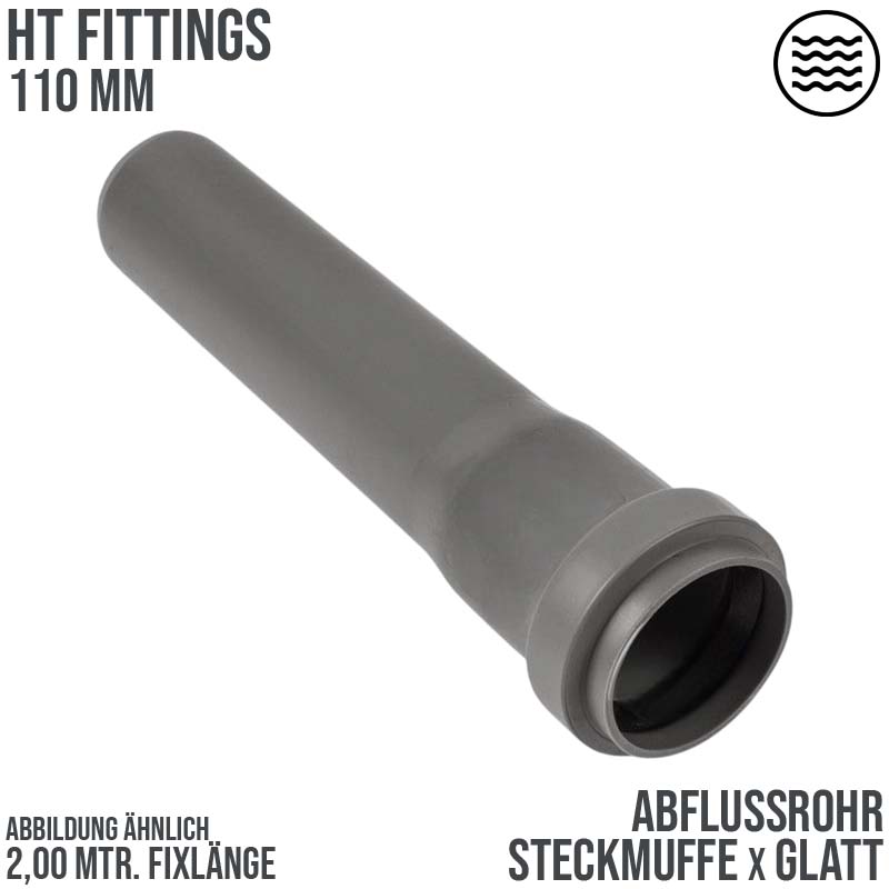 110 mm PP Abfluß Abwasser HT KG Rohr grau - 2,00 m Fixlänge