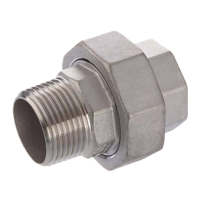 1/2" Edelstahl Fitting V4A AISI 316 Verschraubung Innen x Außengewinde IG x AG flach dichtend  - PN 16 bar