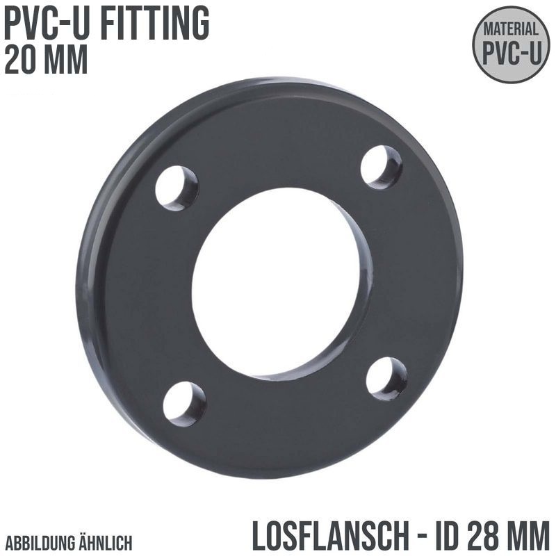 20 mm PVC Klebe Fitting Los Flansch Muffe Verbinder DN 15 - ID 28 mm - PN 16 bar
