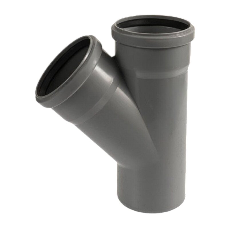 110 mm PP T-Stück 45° Abzweig Abfluß Abwasser HT KG Rohr Steckmuffe x Stutzen grau