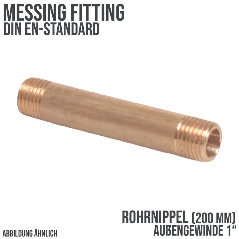 1" Rohrnippel Nr. 23 - 200 mm Außen x Außengewinde AG Messing Fittings PN 40 bar