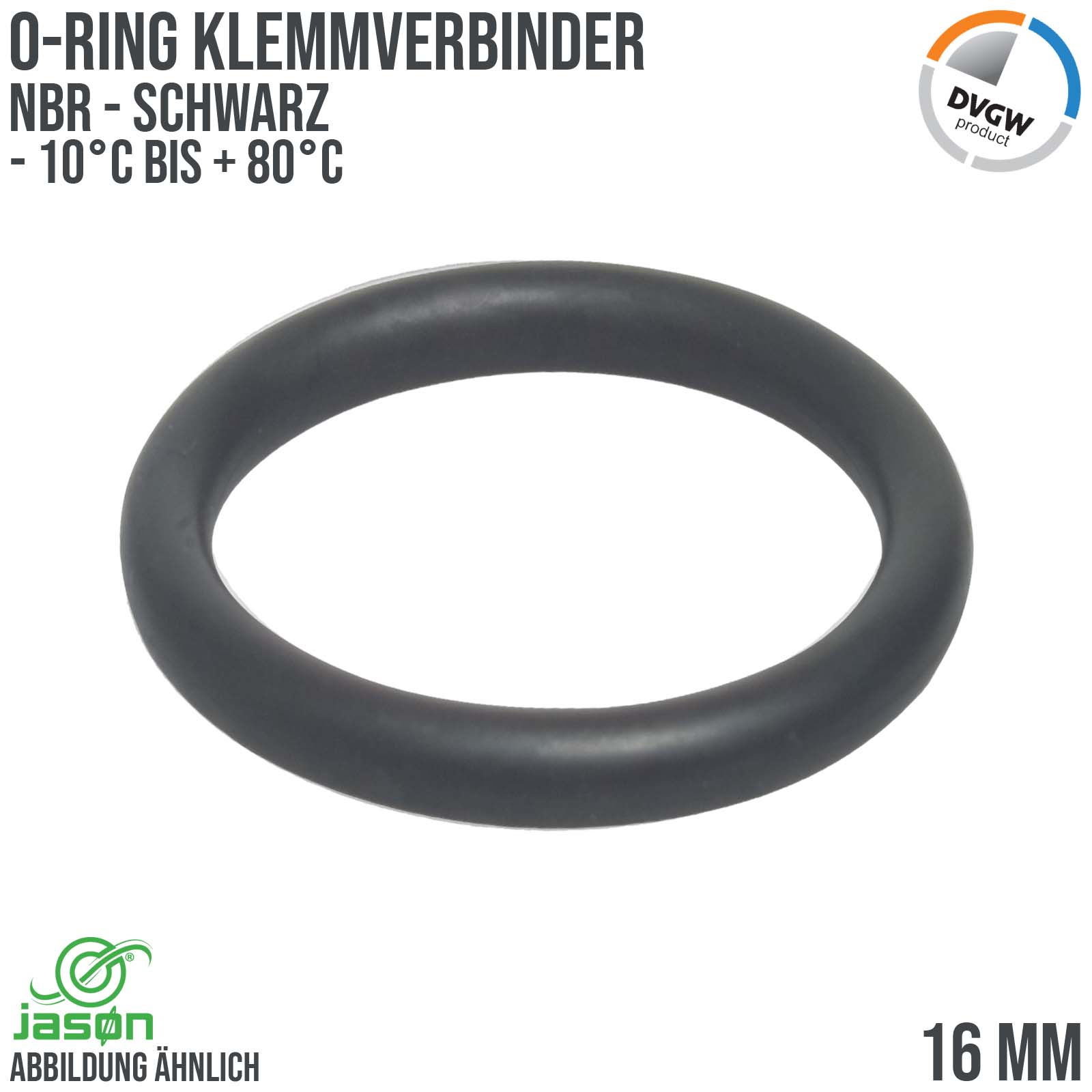 16 mm O-Ring PPE Klemm Verbinder Kupplung NBR schwarz DVGW KIWA WRAS