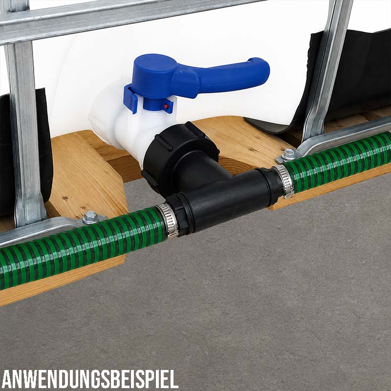 S60 x 6 IBC T-Stück Adapter 2-fach Tülle Stutzen 3/4" (19 mm) Container Fass Tank Zubehör PN 10 bar