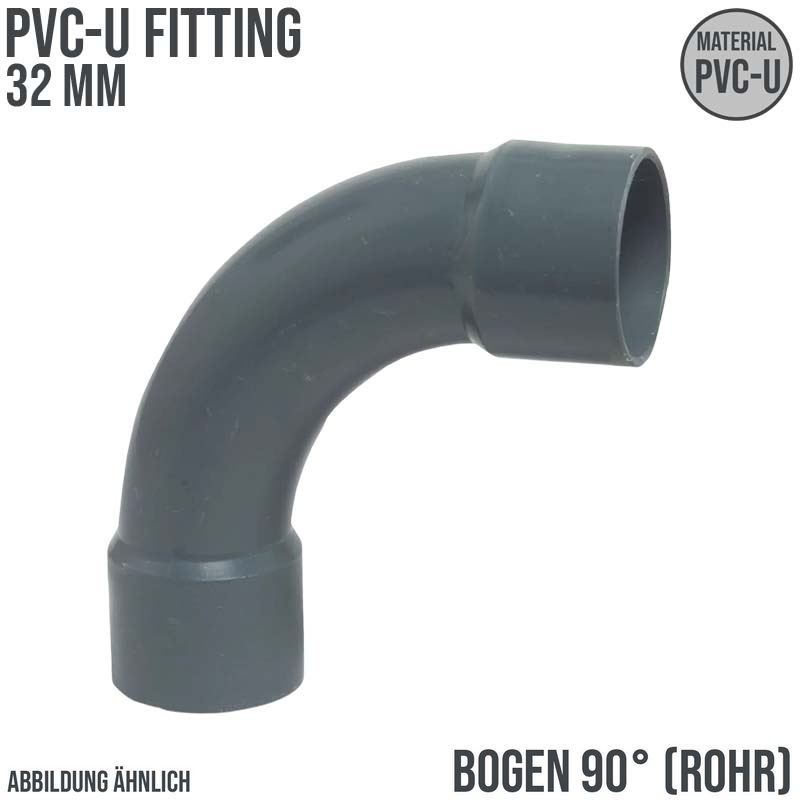 32 mm PVC Klebe Fitting Bogen Winkel 90° (Rohr) Muffe Verbinder - PN 10 bar
