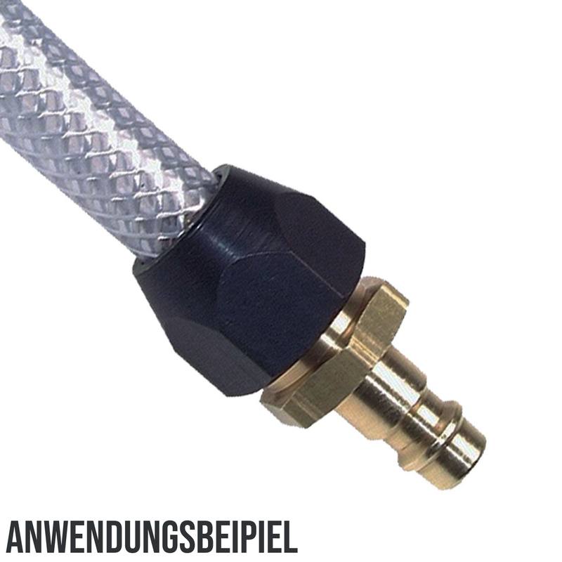 10 mm Druckluft Stecker Nippel Einsteck Überwurf Mutter ÜWM TX Schlauch Tülle Messing NW 7,2 LW - PN 16 bar